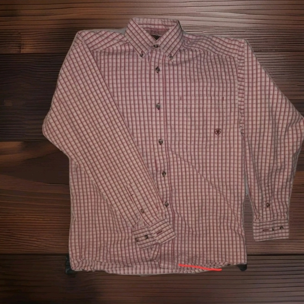 Ariat Men's Pro Pete Button Shirt Long Sleeve  red  (2)